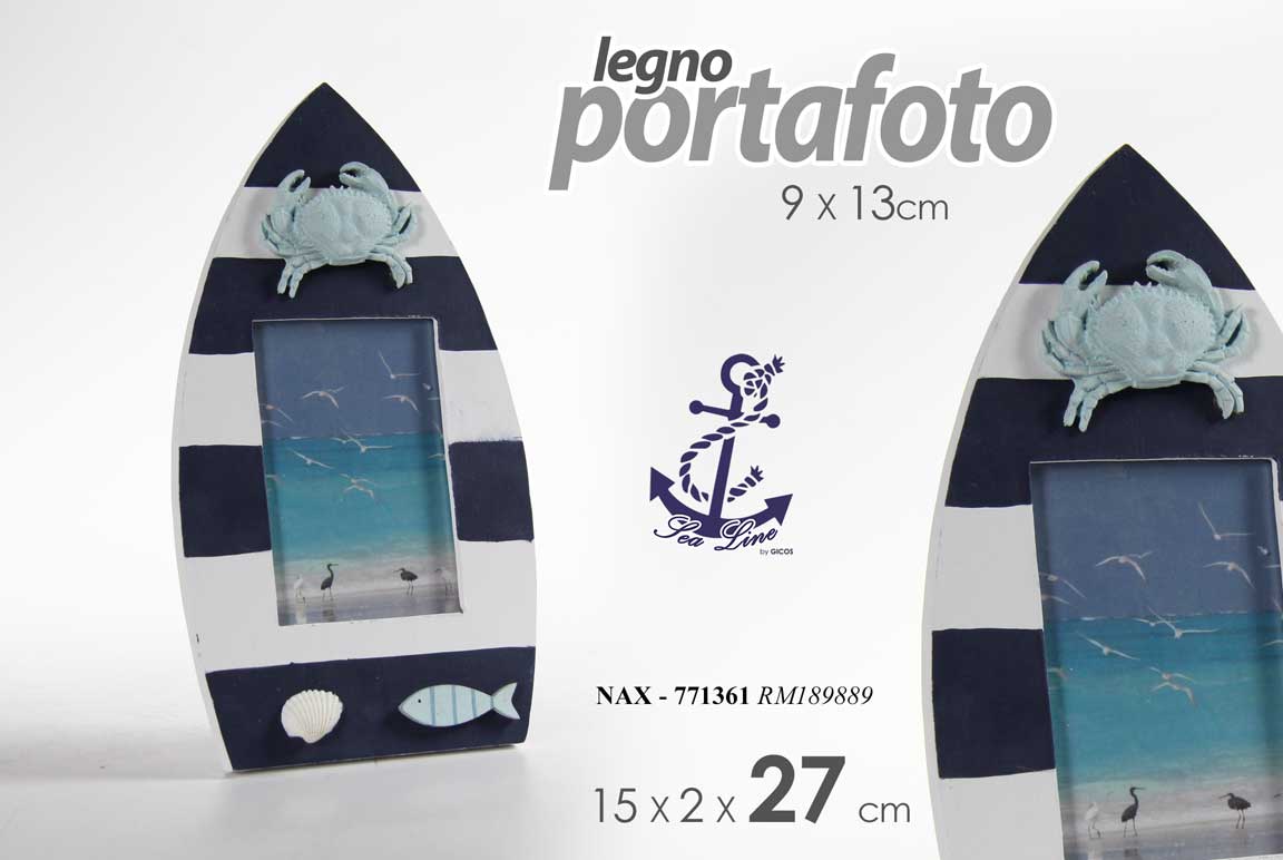 8025569771361 CORNICE PORTA FOTO FORMA BARCA MARE BEACH DA TAVOLO DECORAZIONE NAUTICA 27*15 CM - immagine 1