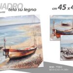 QUADRO STAMPA SU TELA Canvas LEGNO BARCA MARE NAVE SPIAGGIA ASSORTITI 45*45 cm