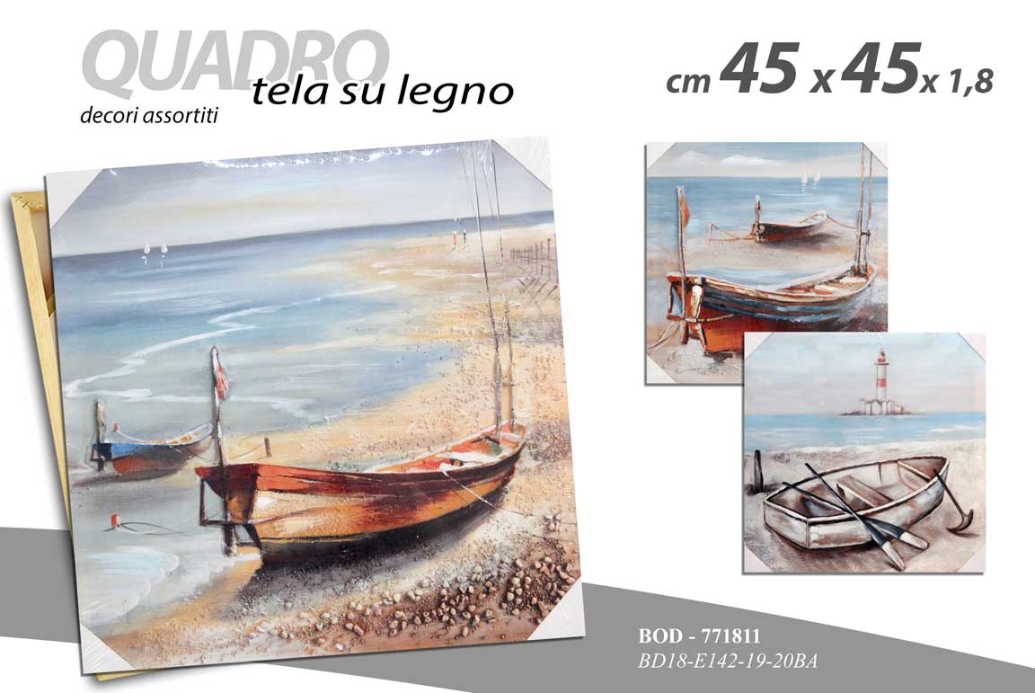 8025569771811 QUADRO STAMPA SU TELA Canvas LEGNO BARCA MARE NAVE SPIAGGIA ASSORTITI 45*45 cm - immagine 1