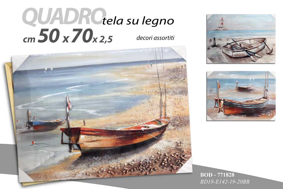 8025569771828 QUADRO STAMPA SU TELA Canvas LEGNO BARCA MARE NAVE SPIAGGIA ASSORTITI 50*70 cm - immagine 1