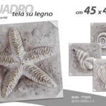 QUADRO STAMPA SU TELA Canvas LEGNO Stella Marina Conchiglie ASSORTITE 45*45 cm