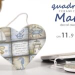 Quadretto cuore piastrella maiolica mare nautico muro parete ceramica ass 9*11