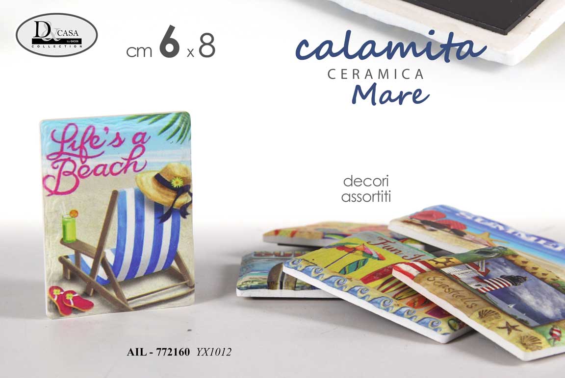 8025569772160 Magnete calamita frigo mare spiaggia vacanze souvenir casa ceramica ass 8x6 cm - immagine 1