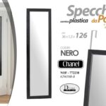 SPECCHIO SPECCHIERA PORTA PARETE CORNICE NERA ACRILIC CLASSICO MODERNO 126*36 cm
