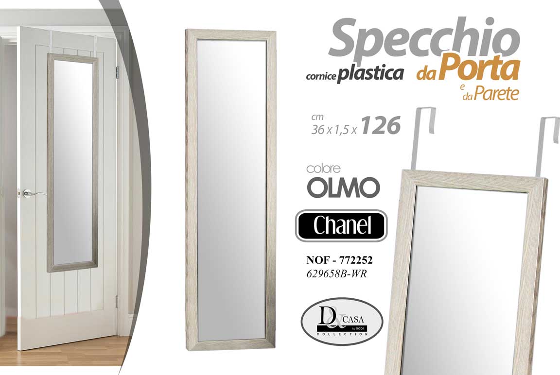 8025569772252 SPECCHIO SPECCHIERA PORTA PARETE CORNICE OLMO ACRILIC CLASSICO MODERNO 126*36 cm - immagine 1