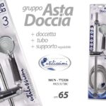 Asta doccia completa doccetta Sali scendi 3 getti set regolabile cromo 65 cm