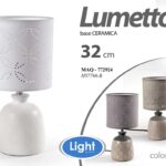 LAMPADA LUMETTO ABAT JOUR DA TAVOLO COMODINO BASE CERAMICA 40W TRAFORATA 31 cm