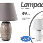 LAMPADA LUMETTO ABAT JOUR DA TAVOLO COMODINO BASE CERAMICA CLASSICO MODERNA 39cm