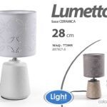 LAMPADA LUMETTO ABAT JOUR DA TAVOLO COMODINO BASE CERAMICA E 14 TRAFORATA 28 cm