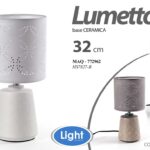 LAMPADA LUMETTO ABAT JOUR DA TAVOLO COMODINO BASE CERAMICA E 14 TRAFORATA 32 cm