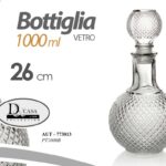 BOTTIGLIA Whisky Liquori VINO Decanter VETRO TAPPO ERMETICO TONDA 1 LIT 26 cm