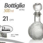 BOTTIGLIA Whisky Liquori VINO Decanter VETRO TAPPO ERMETICO TONDA 500 ML 21 cm