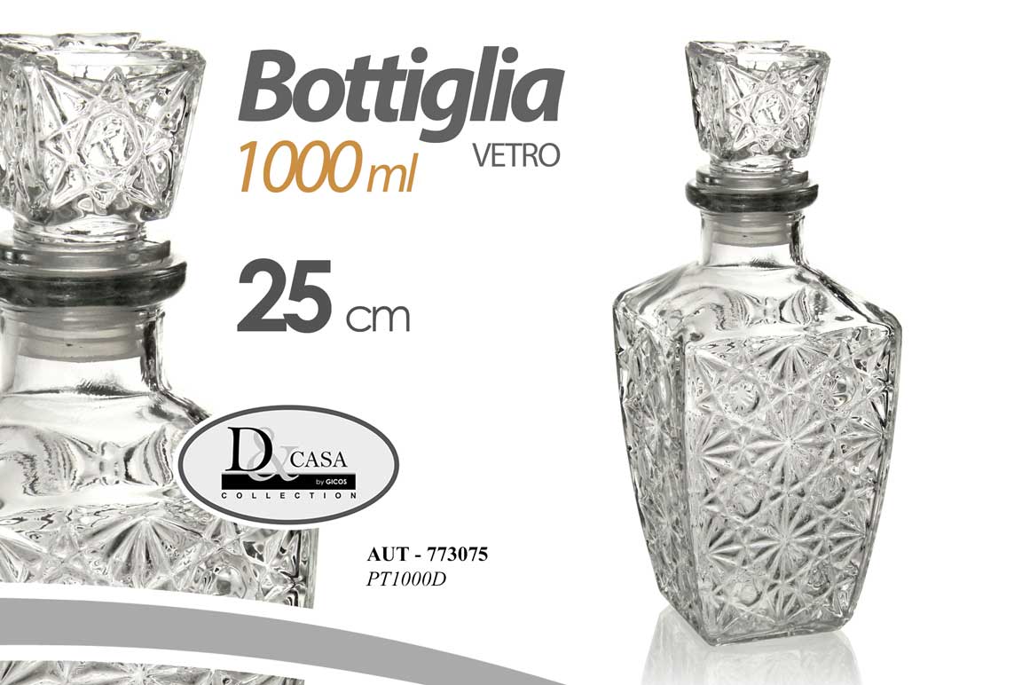 8025569773075 Bottiglia decanter whisky liquore grappa vino amaro bar tavola vetro ermet 25 cm - immagine 1