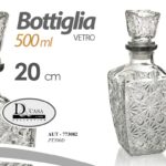 BOTTIGLIA Whisky Liquori VINO Decanter VETRO TAPPO ERMETICO QUADRATA 500 ML 20cm