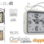 OROLOGIO DA PARETE DOPPIO STILE INSEGNA METALLO QUADRATO CLASSICO MODERNO 48 cm