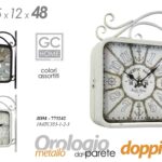 OROLOGIO DA PARETE DOPPIO STILE INSEGNA METALLO QUADRATO CLASSICO MODERNO 48*35
