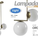 LAMPADARIO 2 LUCI METALLO ORO CLASSICO MODERNO SFERE VETRO 2*25W E14 38*18*72cm