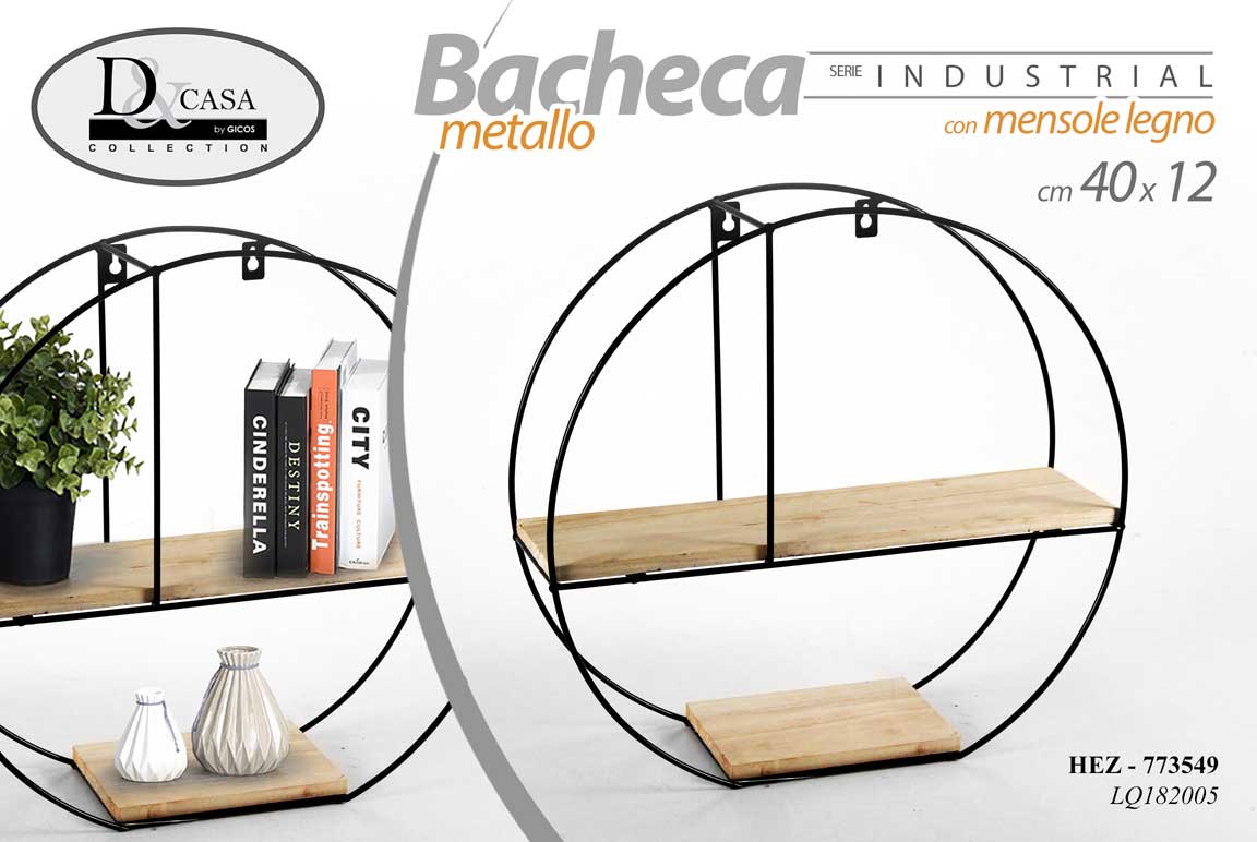 8025569773549 MENSOLA BACHECA 40 cm DA PARETE LIBRERIA SCAFFALE MURO METALLO MENSOLE LEGNO - immagine 1