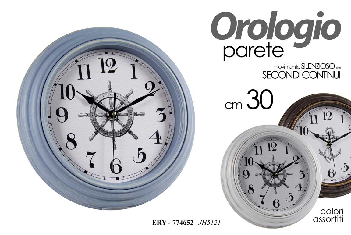 8025569774652 OROLOGIO TONDO 30 CM NAUTICO MARE DA PARETE MURO SILENZIOSO COLOR ASSORTITI - immagine 1