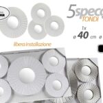 SET 5 SPECCHI DA PARETE DECORATIVI TONDI SPECCHIO LIBERA INSTALLAZIONE 40 e 25cm
