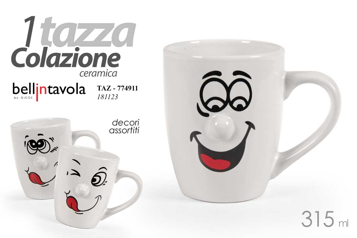 8025569774911 Tazza mug latte the tisana divertente ceramica emoction faccina bianca as 315 ml - immagine 1