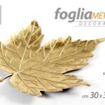 FOGLIA ORO METALLO SVUOTETASCHE PORTAOGGETTI VASSOIO SOPRAMMOBILE 30*2,5*33CM