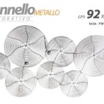 QUADRO METALLO PARETE PANNELLO DECORATIVO ARGENTO GRIGIO DISCHI CERCHI 92*2.5*50