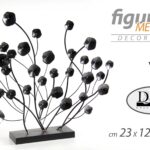 PIANTA FINTA h63*23*12 CM Soprammobile DCORO METALLO FIORI NERO MODERNO
