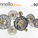 QUADRO METALLO PARETE PANNELLO DECORATIVO ARREDO NERO GRIGIO BRONZO FIORI 90*49