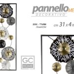 QUADRO METALLO PARETE PANNELLO DECORATIVO ARREDO ORO GRIGIO NERO CERCHI 90*31*4