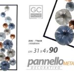 QUADRO METALLO PARETE PANNELLO DECORATIVO ARREDO BLU GRIGIO BRONZO CERCHI 90*31