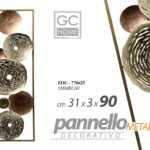 QUADRO METALLO PARETE PANNELLO DECORATIVO ARREDO ORO BRONZO CERCHI 31*90*3,2CM