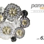 QUADRO METALLO PARETE PANNELLO DECORATIVO ARREDO NERO GRIGIO BRONZO FIORI 63*6cm
