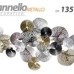 QUADRO METALLO PARETE PANNELLO DECORATIVO ARREDO DISCHI CERCHI FIORI 135*68*8 CM