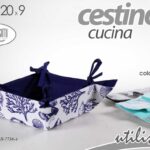 CESTINO PORTA PANE MODERNO QUADRATO RIVESTIMENTO TESSUTO MARE NAUTICO 20*20*9 cm