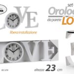 OROLOGIO DA PARETE CLASSICO MODERNO SET LETTERE SCRITTA FRASE LOVE h 23 CM