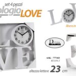 OROLOGIO DA PARETE CLASSICO MODERNO SET 4 LETTERE SCRITTA FRASE LOVE h 23 CM