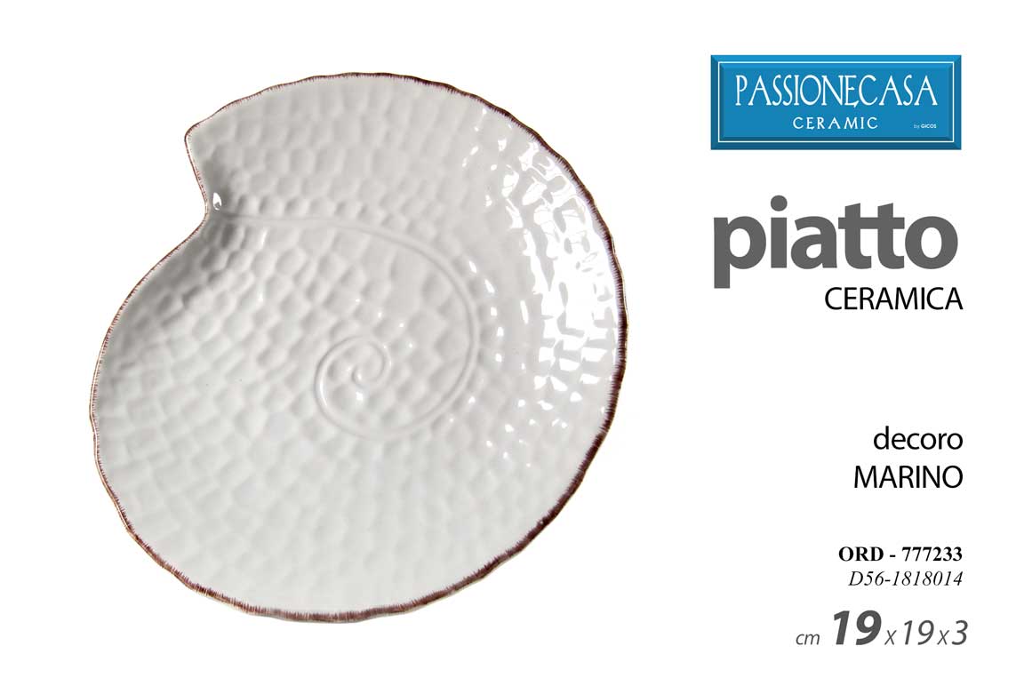 8025569777233 Piatto antipasto mare conchiglia ceramica bianca portata buffet cucina 19x19x3 - immagine 1