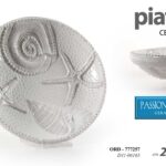 Piatto portata mare conchiglie stelle marine ceramica buffet bianco 26x26x5 cm