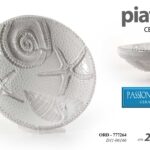 Piatto portata tondo mare conchiglie stelle marine ceramica buffet bianco 21*5