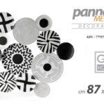 PANNELLO ARREDO IN METALLO PARETE QUADRO DISCHI CERCHI NERO GRIGIO 87*7*83 CM
