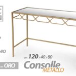 TAVOLO CONSOLLE PIANO SPECCHIO h80*120*40 cm SPECCHIERA METALLO ORO MODERNO