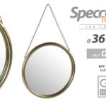 SPECCHIO DA PARETE CON CATENA CORNICE ORO APPESO PENDENTE CLASSICO MODERNO 36 CM