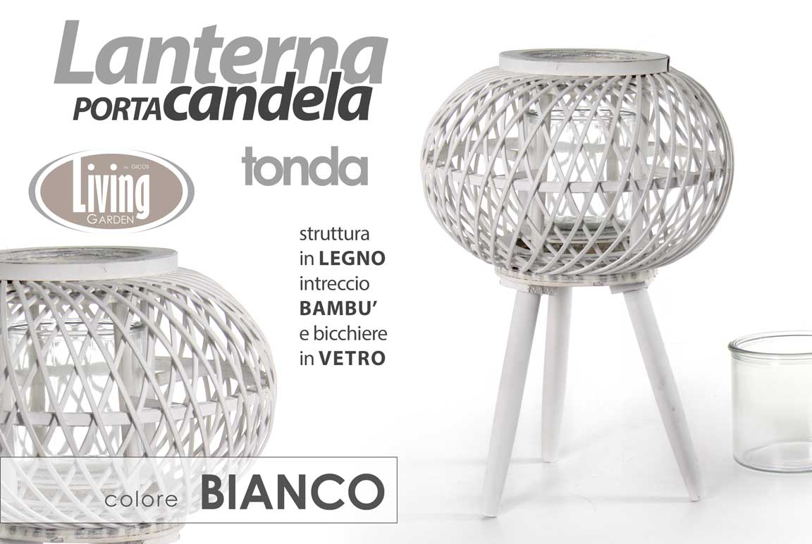 8025569777929 LANTERNA PORTACANDELA PIANTANA TERRA EVENTI GIARDINO VETRO Trepiede LEGNO 46cm - immagine 1