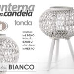 LANTERNA PORTACANDELA PIANTANA TONDA DA TERRA EVENTI CASA GIARDINO VETRO 36*15cm