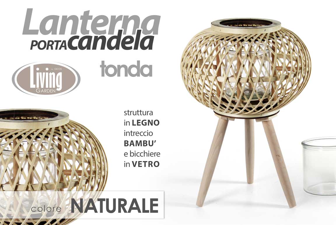 8025569777950 LANTERNA SFERA PORTACANDELA PIANTANA DA TERRA CASA EVENTI VETRO Trepiede 61 cm - immagine 1