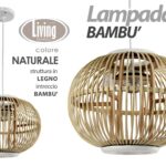 LAMPADARIO BAMBù NATURALE TONDO SALOTTO CUCINA Lampada Sospensione SFERA 30*22cm