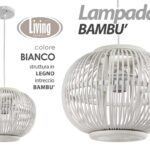 LAMPADARIO SFERA LEGNO BAMBù SALOTTO CUCINA SOFFITTO Lampada a Sospensione 37*28