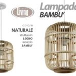 LAMPADARIO LANTERNA LEGNO BAMBù SALOTTO CUCINA SOFFITTO Lampada Sospensione 38cm