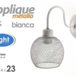 APPLIQUE LAMPADARIO 1 LUCE PALLA PARETE BRACCIO METALLO BIANCA 22*14*23 CM